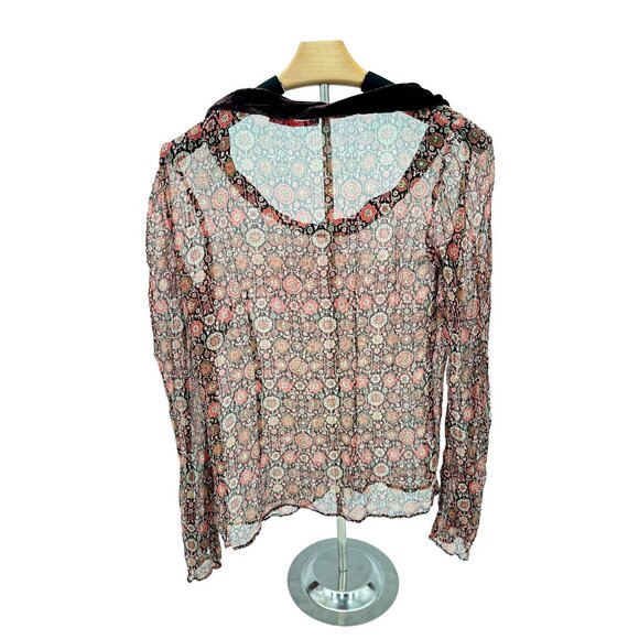 Gianni Bini Sheer Blouse Velvet Collar - Picture 2 of 2